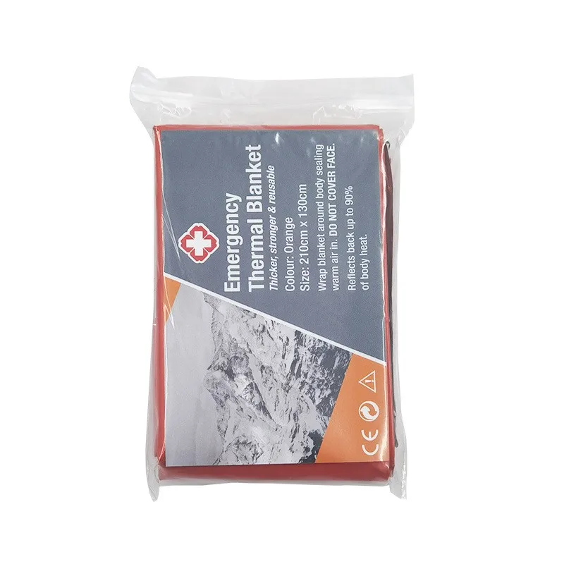 Orange Color aluminum foil Coated Outdoor First Aid Kit Survival Emergency Blanket: Heat Retention & Rescue