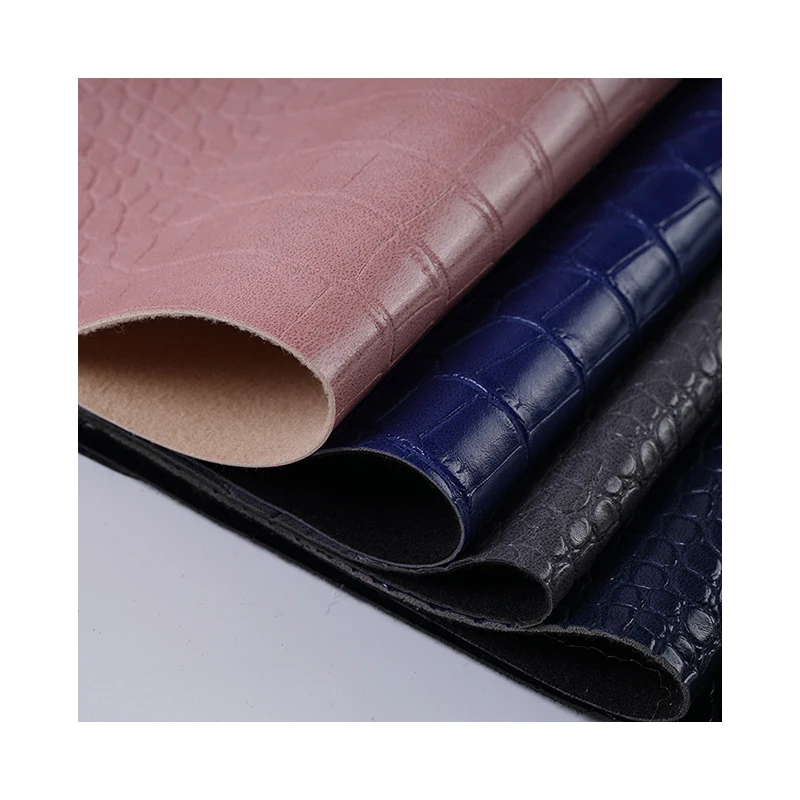 PVC glossy bamboo knot faux crocodile texture synthetic leather product fabric for handbag suitcase