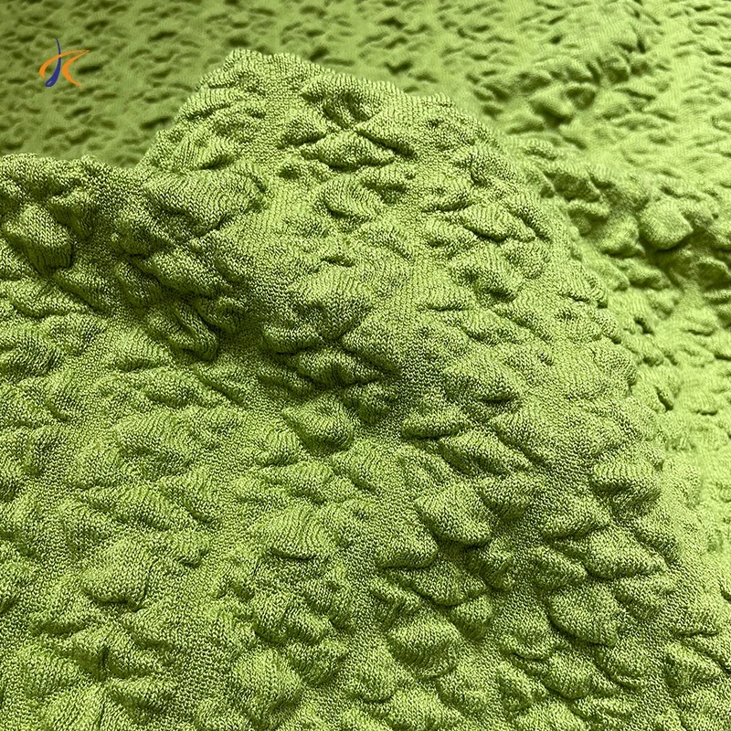 New rayon blend knit jacquard stretch single bubble crepe warp knitted fabric for dress
