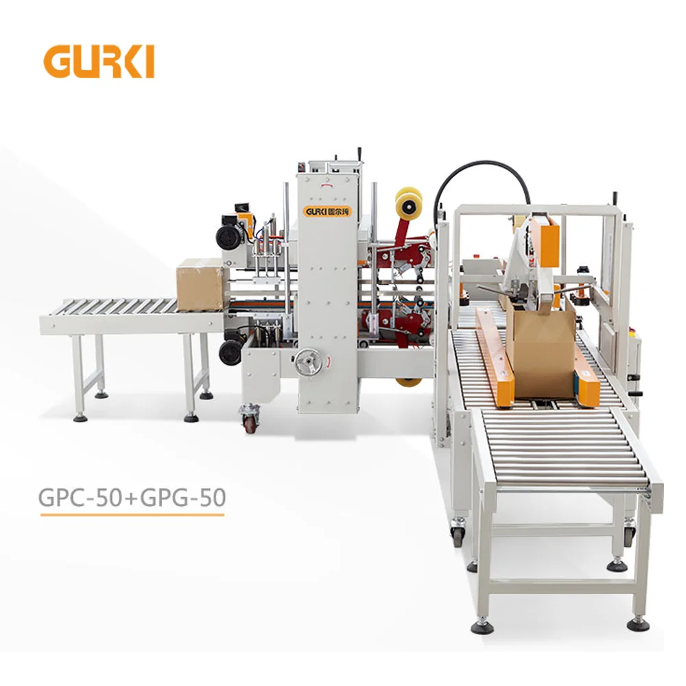 GURKI Packing Line Carton Box Sealer With Carton Erecting Packing Machine