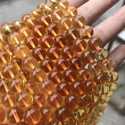 Citrine Tier-7A Grade Natural Gemstone Crystal Healing Stone Smooth Loose Round Beads Yellow Golden Citrine for Jewelry Making