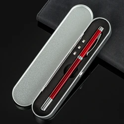 5 in 1 Red  Pointer Retractable Telescopic Antenna Teaching Pointer Magnet Pen LED Flashlight Ball Pen with Metal Case