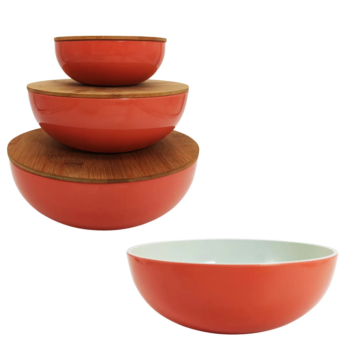 
Melamine mixing bowl with large capacity with a bamboo lid 