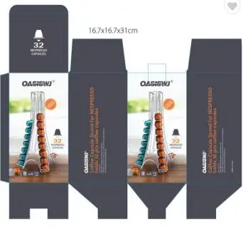 Unit Standing Tower Type Golden Metal Coffee Capsule Holder for 40 Pods About 37MM