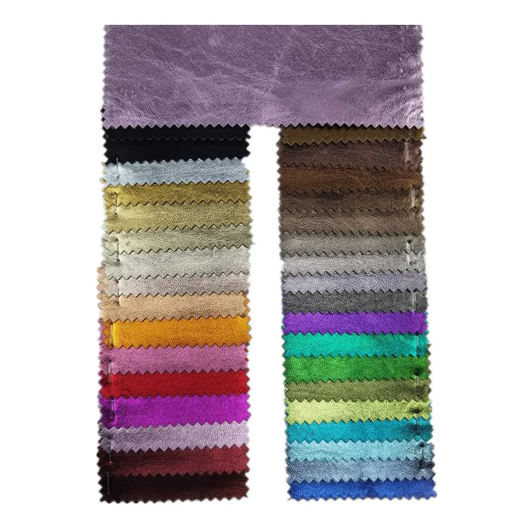 Fake fashion soft cotton base metallic PU leather synthetic fabric
