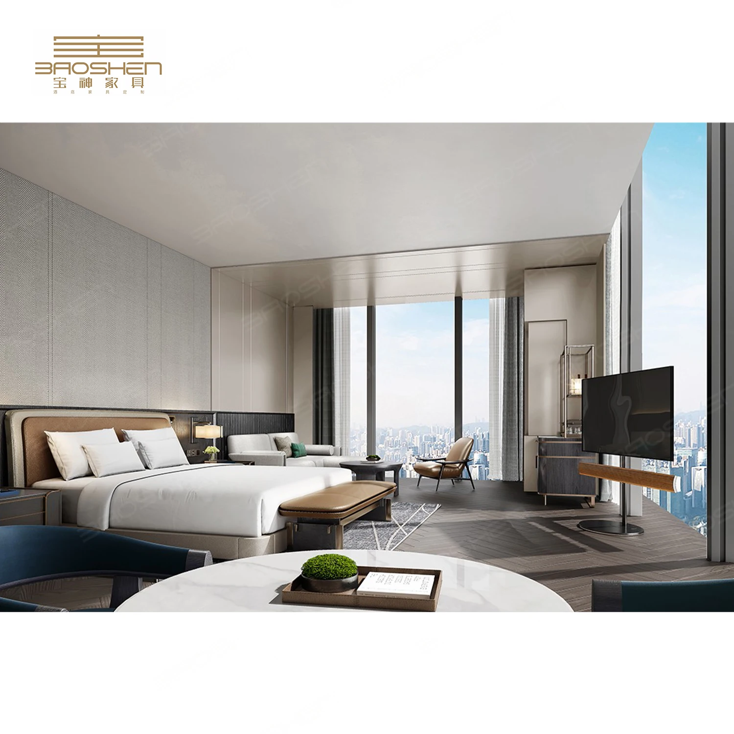 Marriott St Regis Wood Hotel Furniture King Queen Bedroom Headboard for Sale for Apartment and hotel