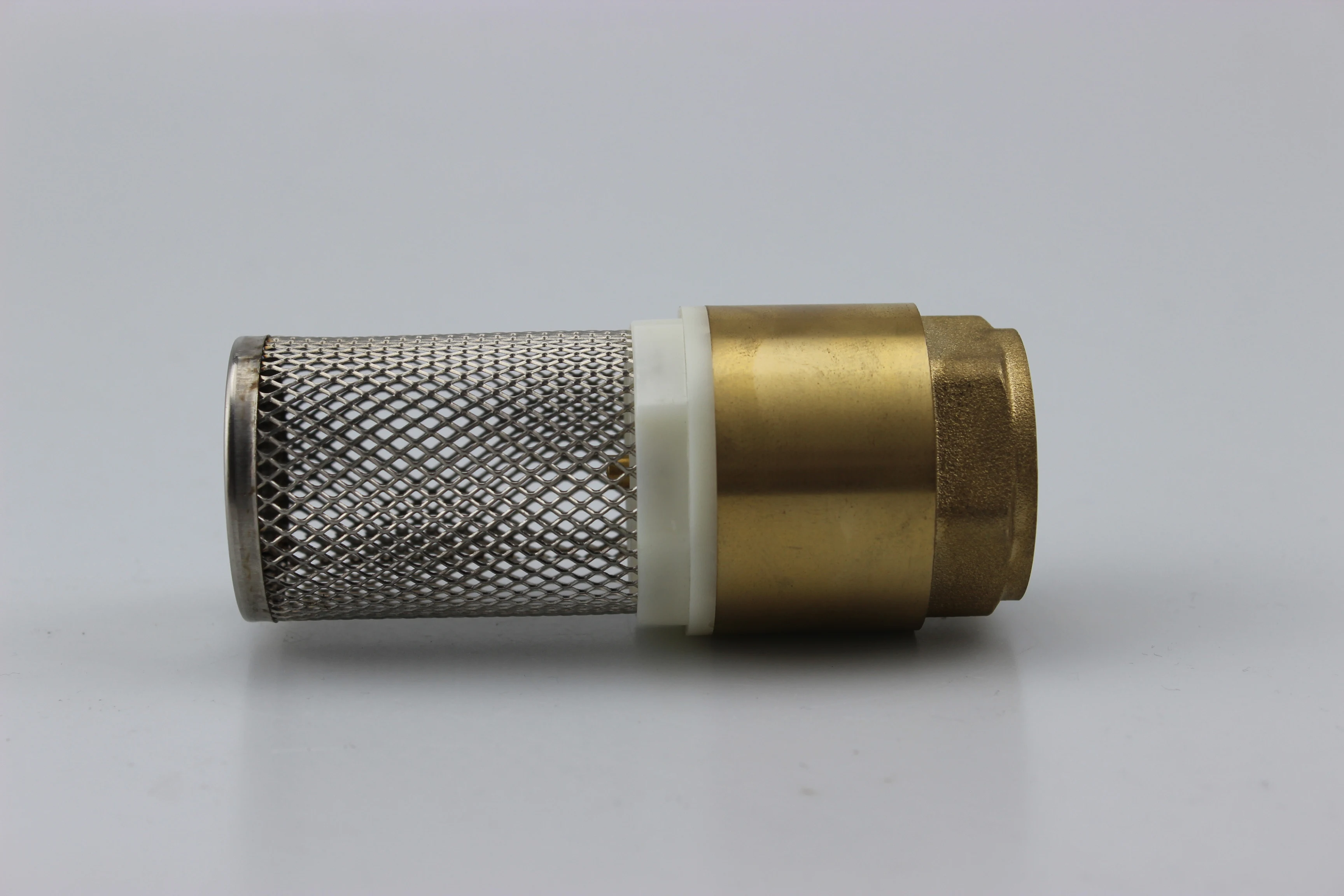 vertical brass check valve spring foot valve with stainless steel filter BSP thread ends