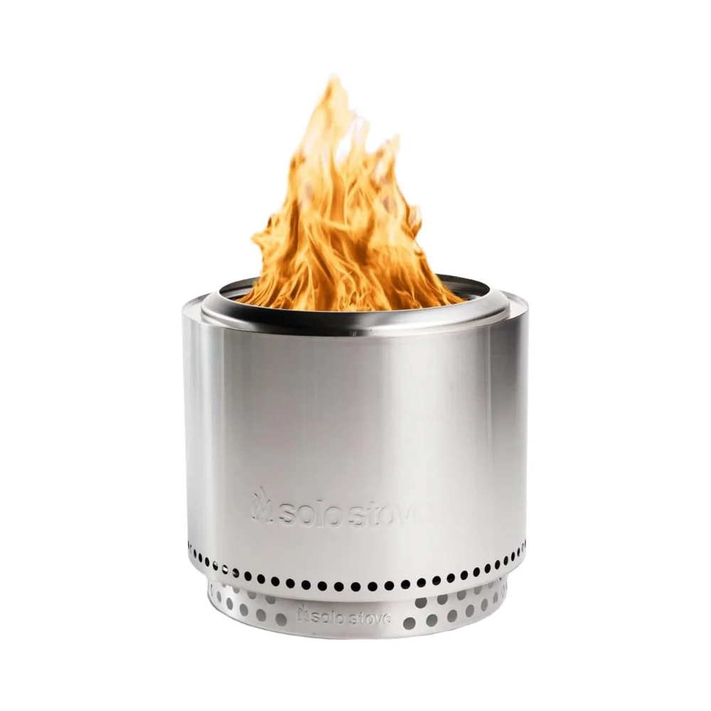 Custom Stove Bonfire 2.0 Stand 19.5 Inch Smokeless Stainless Steel Outdoor Fire Pit Removable Ash Pan 4-6 Person Fireplace