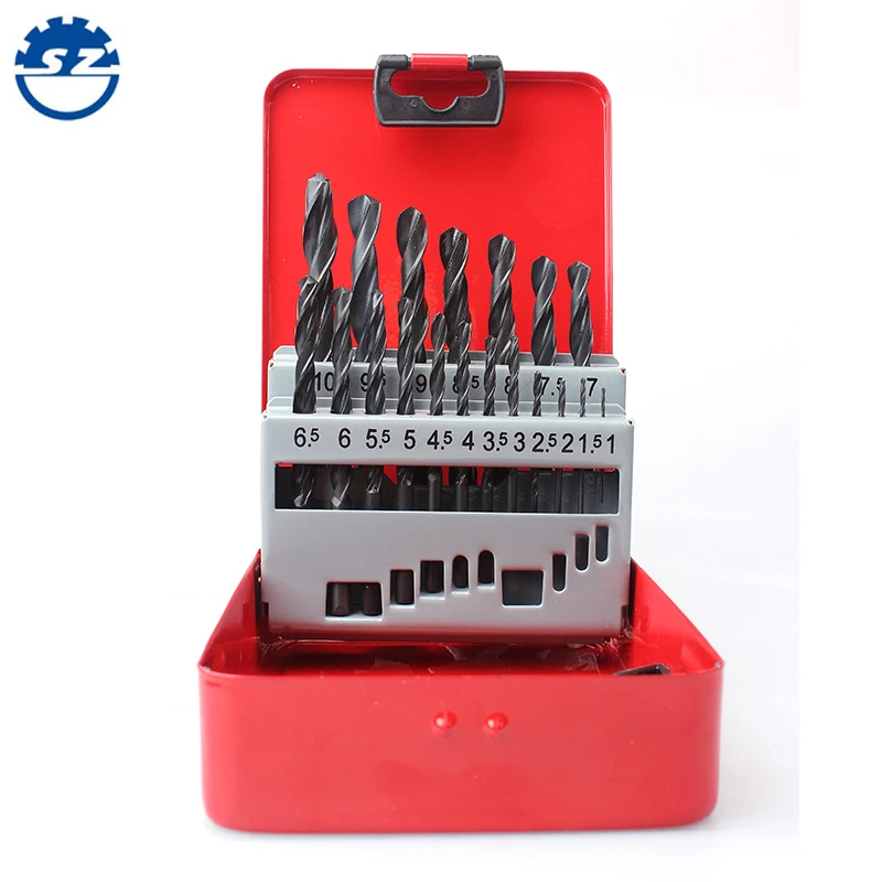 25pcs din 338 hss 4241 roll forged white finished straight shank drill bits set in metal box