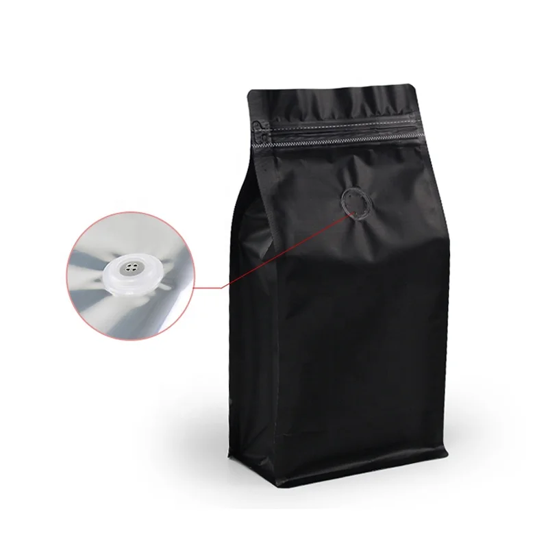 China Supplier Black Flat Bottom Pouch Aluminum Coffee Coffee Packing Bag With Valve