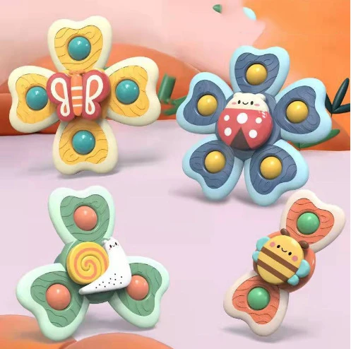 Colorful Bathroom Grasping Gyro Animal Sucker Fidget Spinners Attention Attracted Baby Spinning Toy