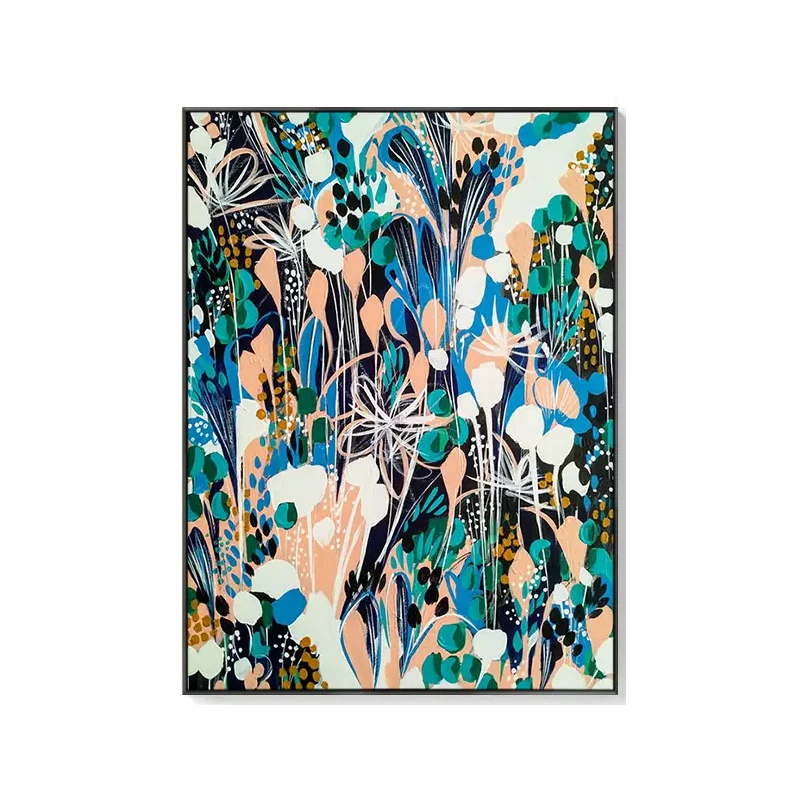 Pure hand-painted oil painting abstract wall art black and white orange modern decorative picture