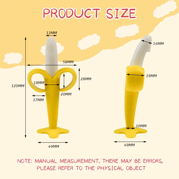 OBJ OEM/ODM Baby Food Silicone  Banana toothbrush Soft bristle toothbrush Baby grip toy Slow tooth glue suction cup