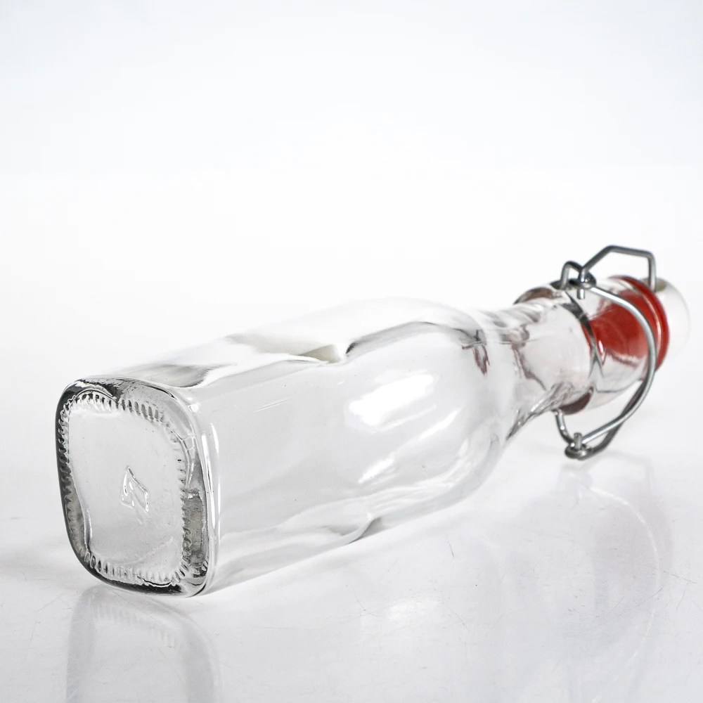 Custom Design Swing Top Liquid Bottle 250ml 500ml 1000ml Beverage Square Glass Beer Bottle