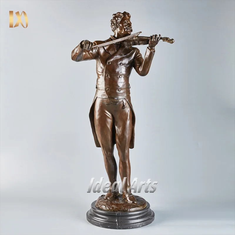 H38cm Wholesale home decor music instrument sculpture small metal brass bronze music figure jazz musician statue for sale