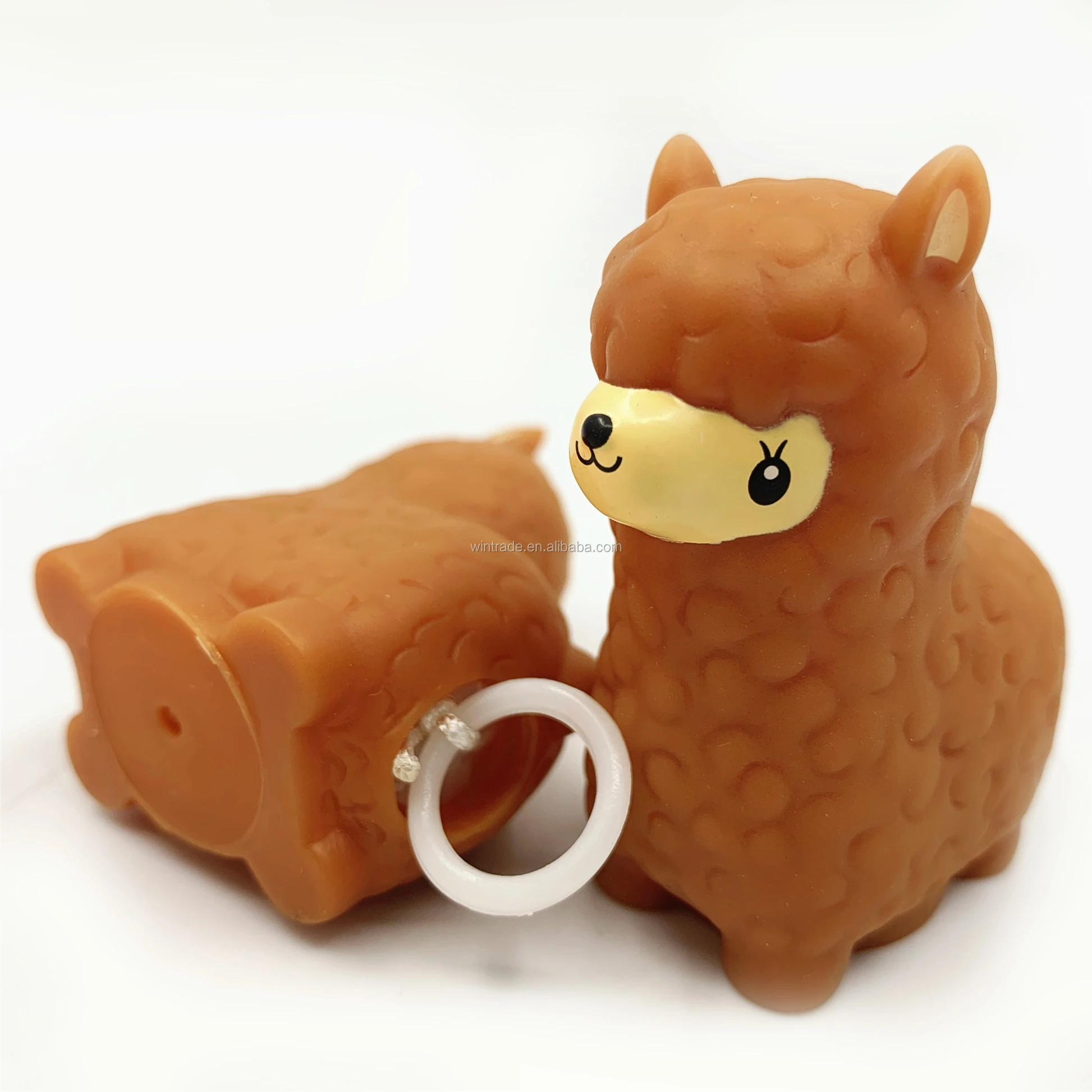  Wholesale soft plastic alpaca small capsule pull the string to make toy move pvc animal