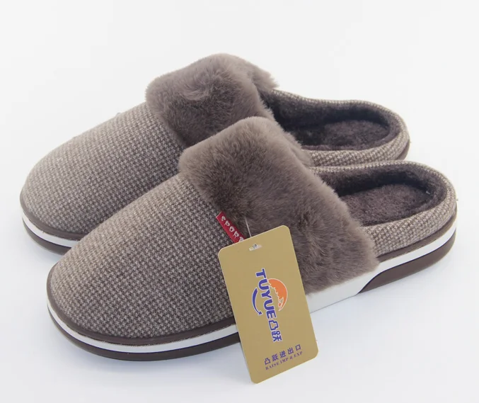 China Brown Houndstooth Men Slide Slippers TPR Anti-slippery Light weight Soft Quiet