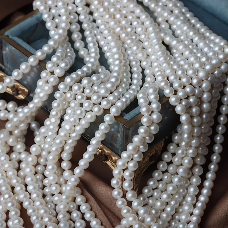 High quality core-free 5-5.5mm round natural freshwater pearl stand diy high jewelry round beads wholesale