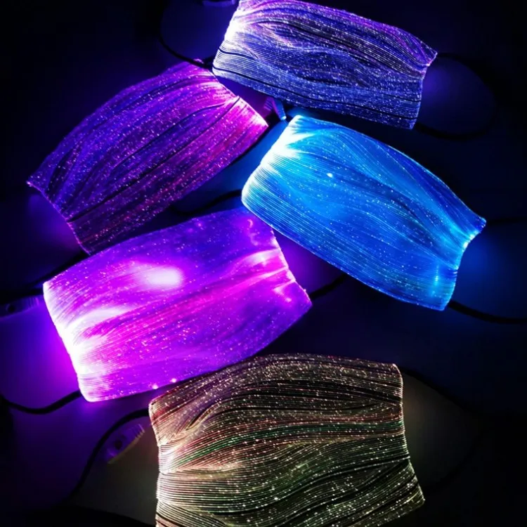 Fashion luminous LED rave mask fiber optic face cover lighting up mask for night club bar