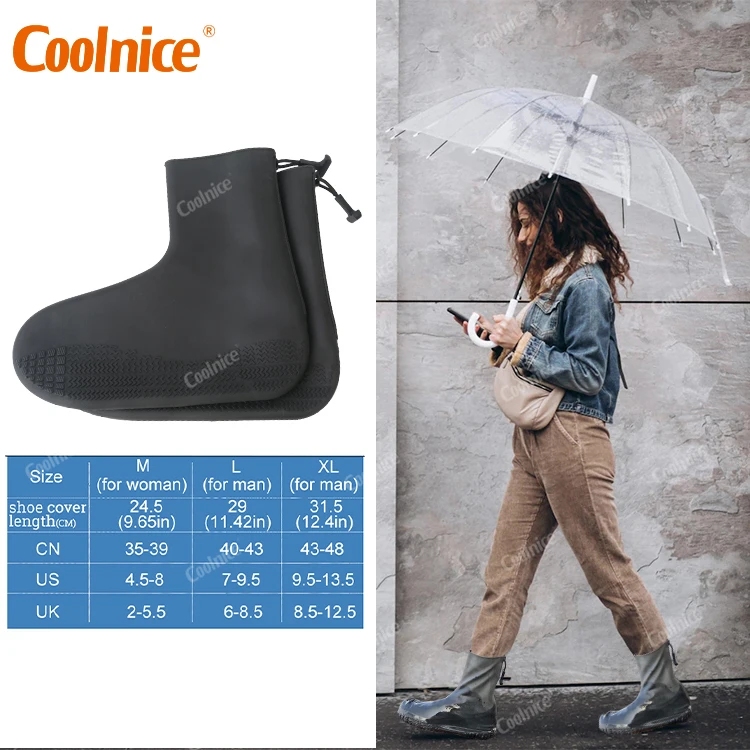 Coolnice 2022 New Waterproof Shoe Cover Reusable Rain Shoe Cover Nanotechnolog Silicone Shoe Running Cover Work Rubber Protector