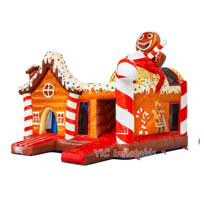 New Design Commercial Inflatable Candy Combo Bouncy House Multi-Play Gingerbread Cake Bouncy Castle with Slide for Sale