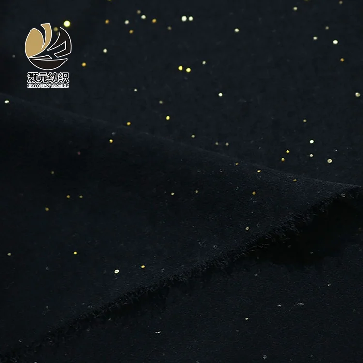 Tops sale 100% Polyester 70gsm Shining Sequin Flash Black Chiffon Fabric tops