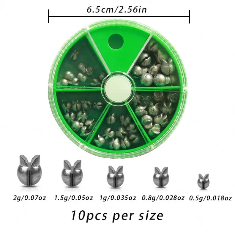 50pcs Removable Round Split Shot Fishing Weights Fishing Sinkers