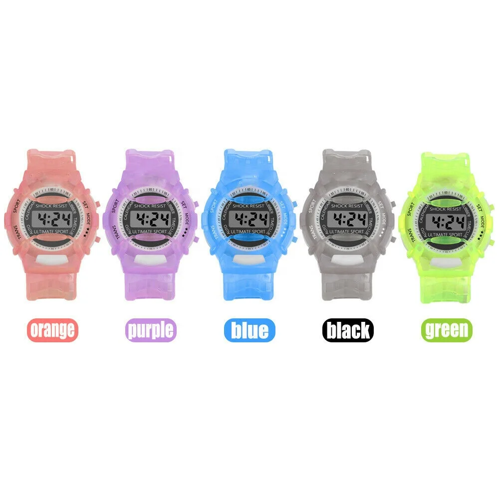 Children Digital Watches Candy Wrist Watch Electronic Meter LCD Wristwatch