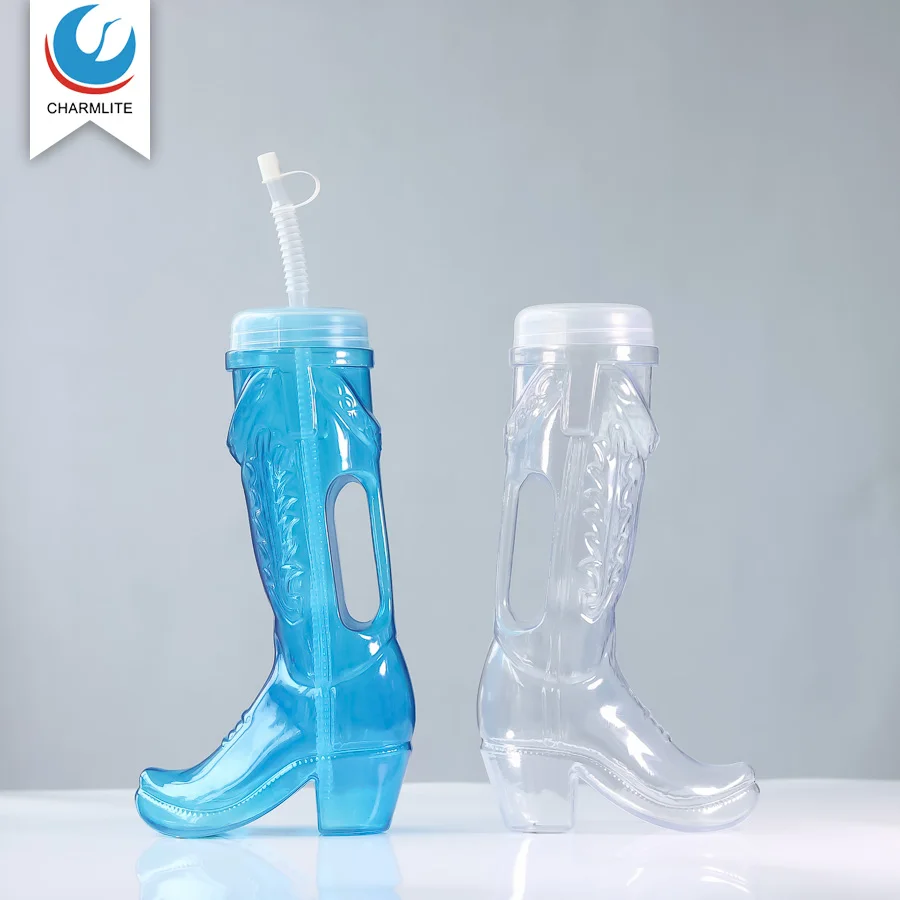 Большие ковбойские сапоги 24 унции/32 унции пластиковые бутылки для питья форма слякоти пивные с ремешком