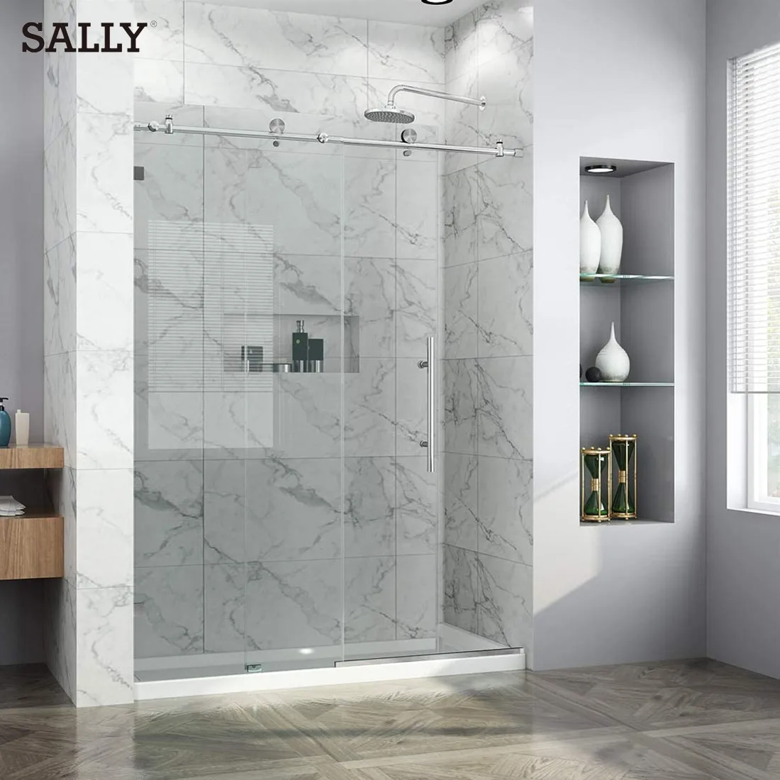 SALLY Frameless Tempered Glass Shower Door Rectangular 10mm Sliding Shower Door Hardware Tub Shower With Glass Door Bathroom