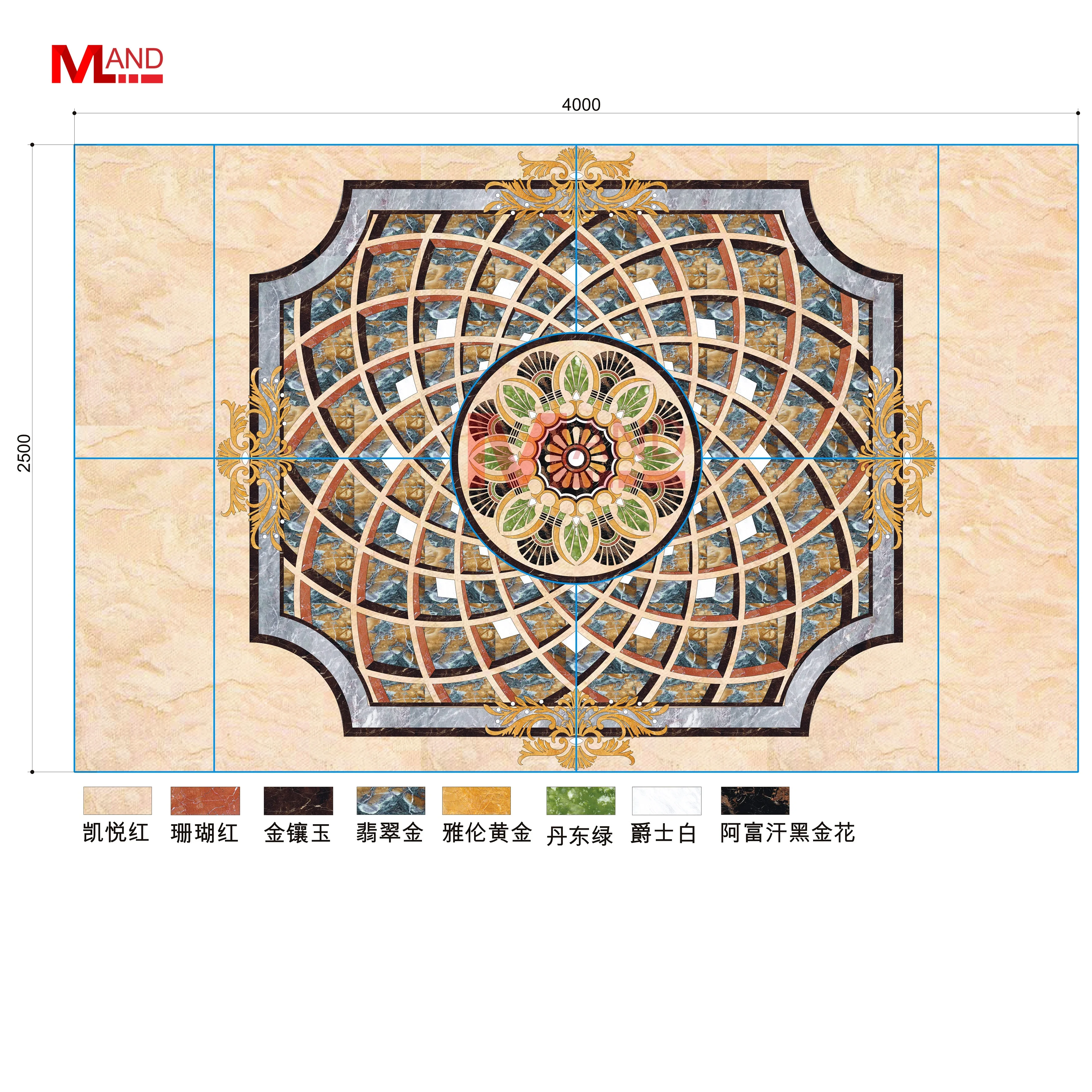 Interior wall tile decoration elements inlay natural marble mosaic carpet waterjet medallion flower design floor pattern