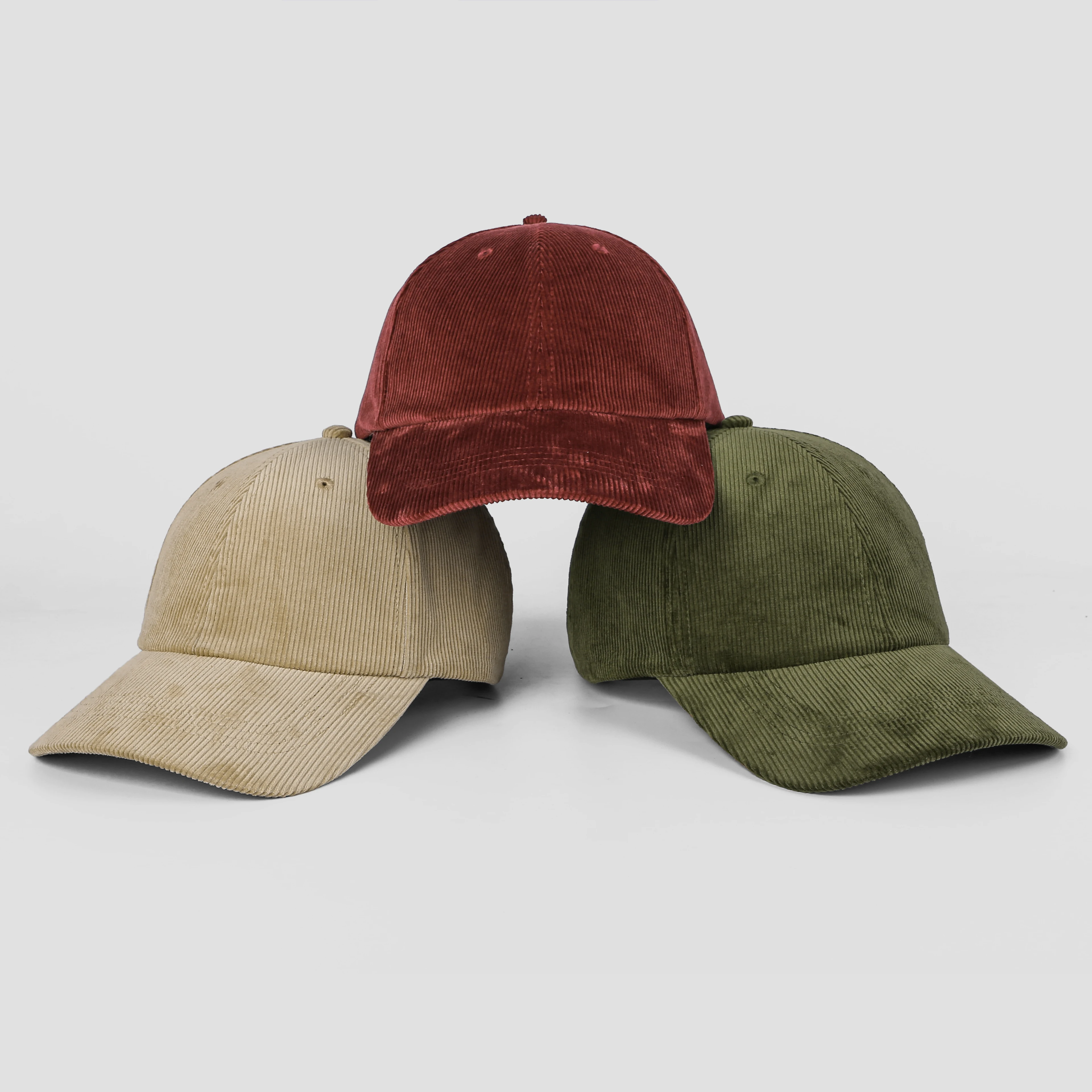 High quality new design 6 panel corduroy dad hat custom logo cotton baseball cap for outdoor