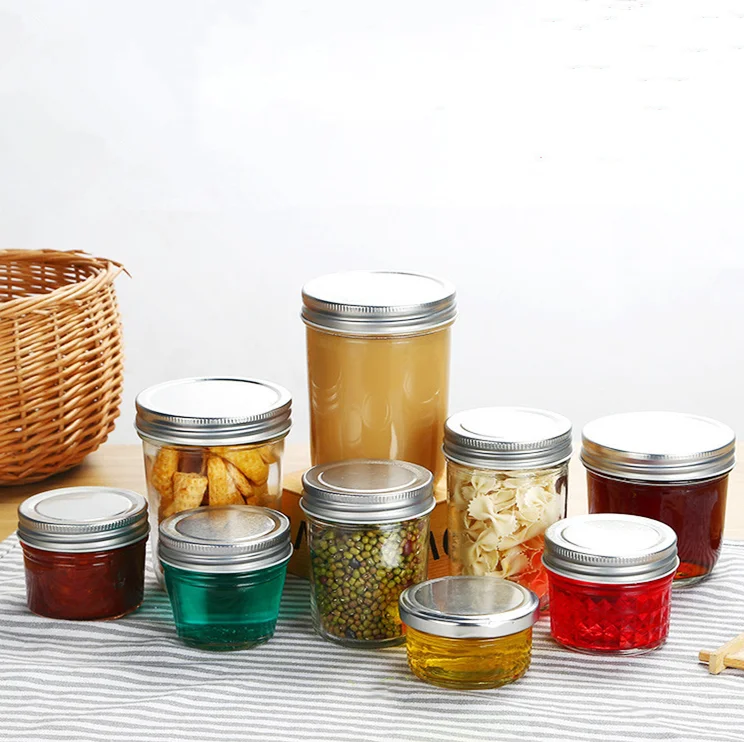 
80ml to 500ml sealed pot glass preserving jar with screw top lid for caviar strawberry jam honey 