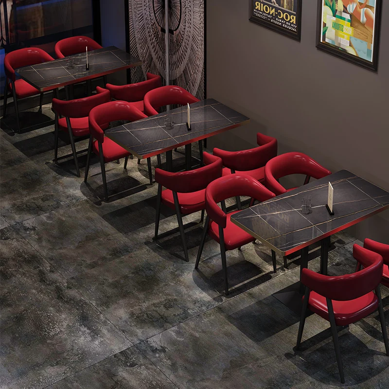 Bar cafe black rock plates table and chair catering booth sofa furniture for music bar barbecue shop milk tea shop