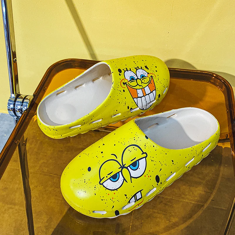 mens sandals cartoon print cheap slides slippers footwear close tos mule shoes casual  black loafers for men