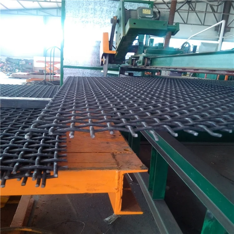 65Mn 45# Manganese steel High Tensile  Iron wire woven Quarry Rock square Hole crimped wire mining screen mesh