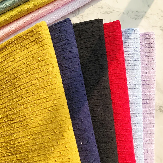 High quality 100% cotton soft dot jacquard shirt dress fabric