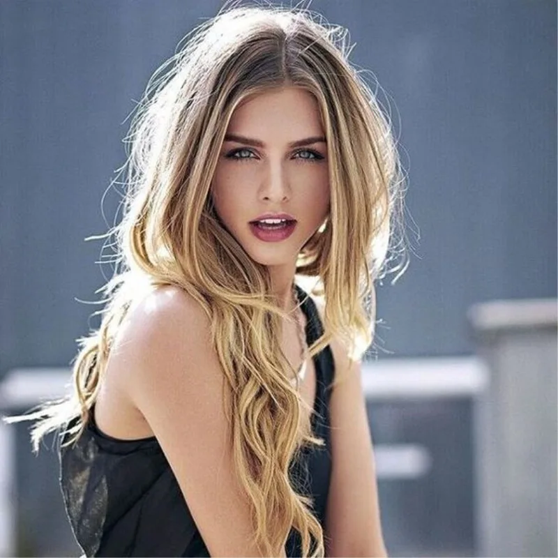 Wholesale Generic Long Curly Wavy Brown Wig for Women Synthetic Deep Wavy Hair with Bangs Fashion Heat Resistant Wigs for Girls