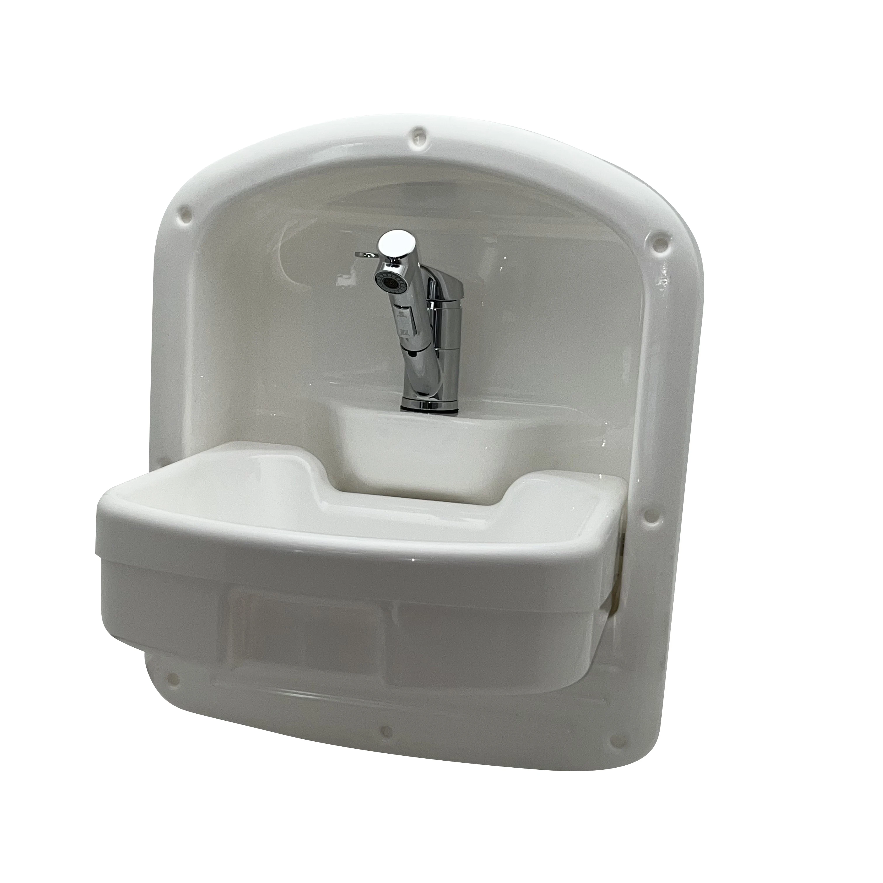 Acrylic Round Folding Sink Wall Hung Mounted Bathroom Hand Wash Basin Sink for RV Caravan