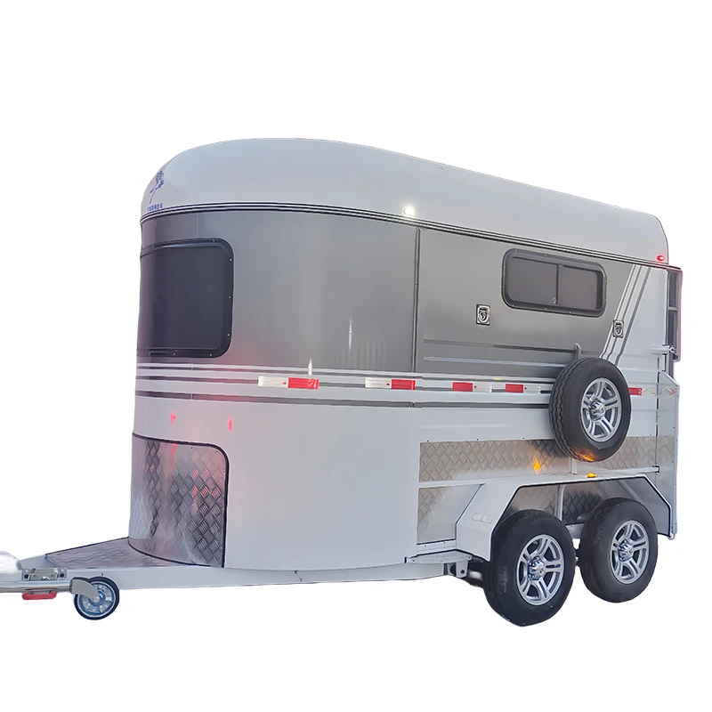 New 2-Horse Angle Loading  Float Horse Trailer with Box for Car Use