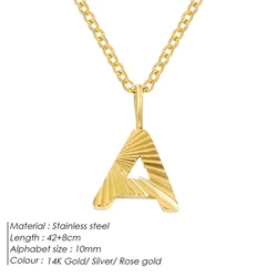 Dainty women 316 stainless steel gold plated tiny a-z 26 initials pendant letter alphabet necklace jewelry