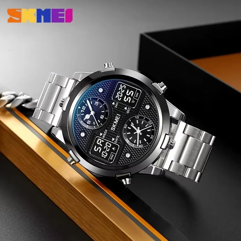 Skmei 2212 Dual Display Analog Led 12/24 Hour 30m Waterproof Outdoor Sports Watch Digital Movt Electronic Quartz For Men Watches