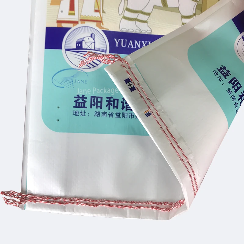 Jane Package Factory wholesale Custom Printing Plastic Heat Seal food flour nylon 10kg 50kg 25kg packing rice bag