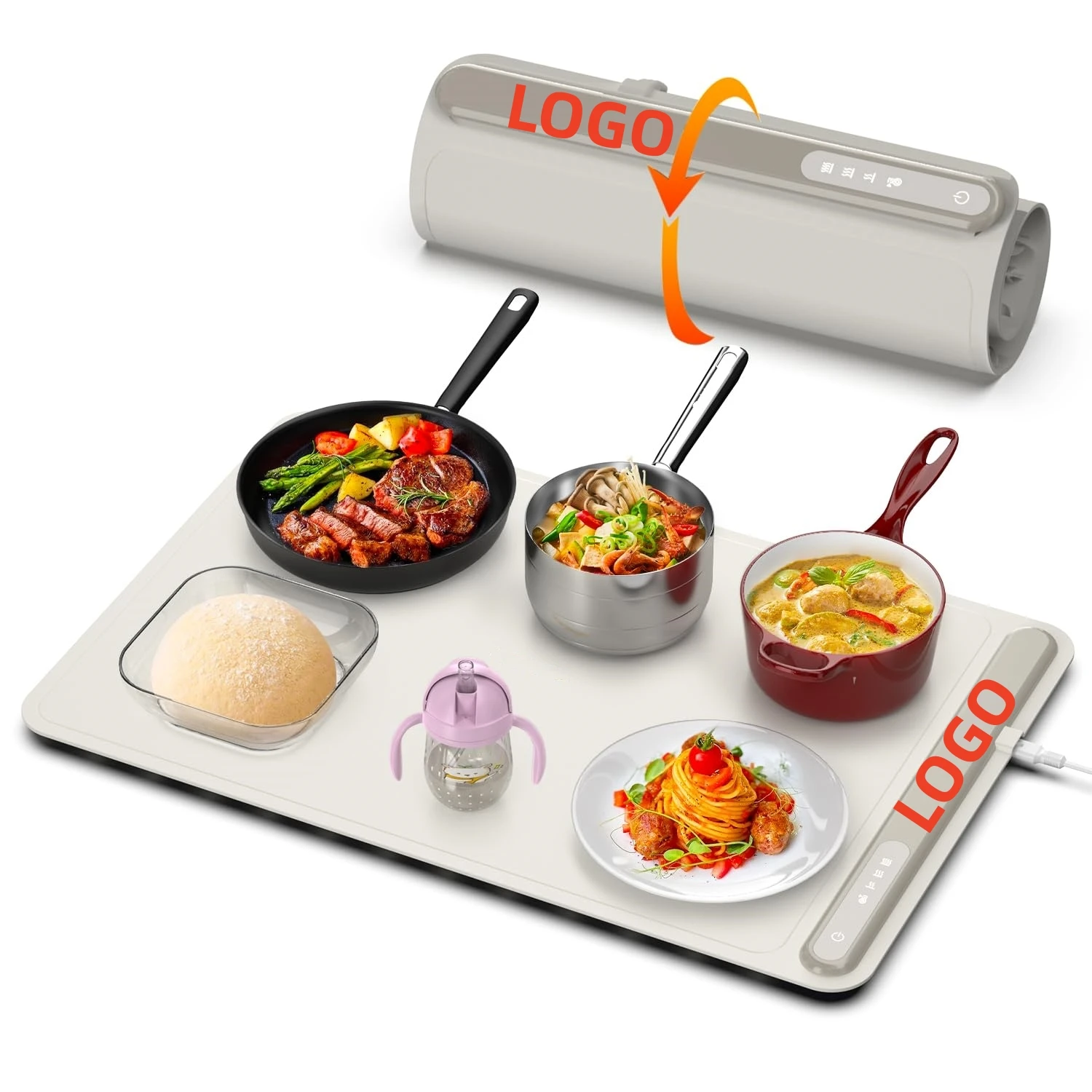 blue with adjustable temperature silicon portable folding hot plate electric trays fast heating tray mat food warming mats