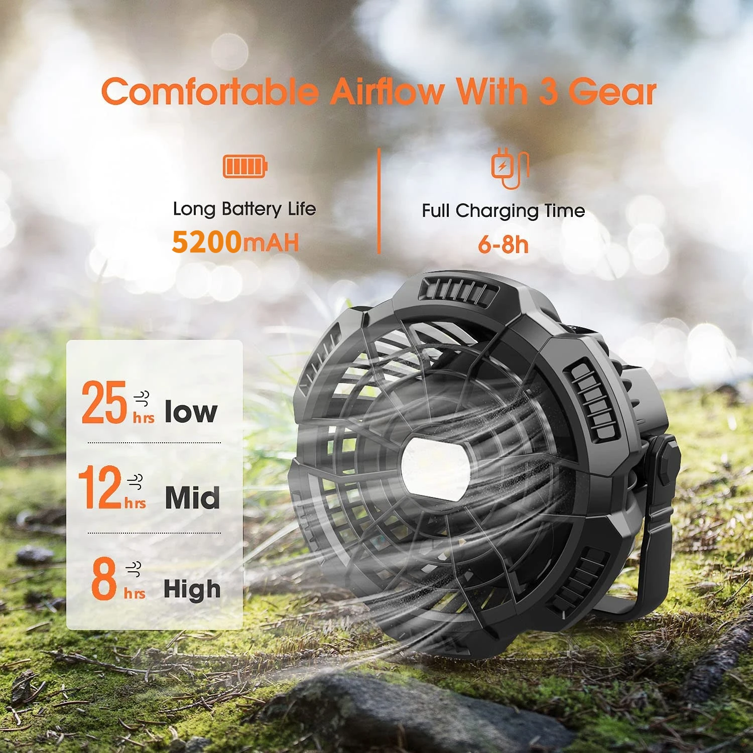 HOULI 5200mah wholesale portable charging tower multifunctional camping fan with remote control light