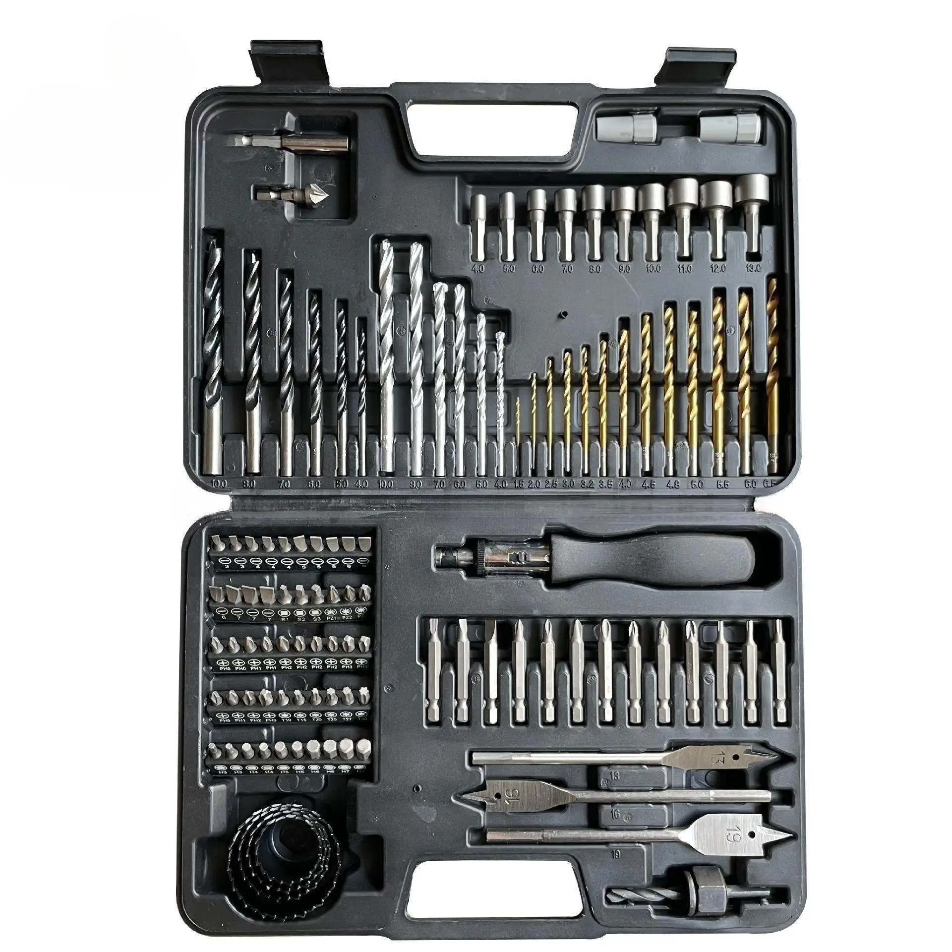Hot selling 111 pcs bit set construction woodworking drill head flat drill opener tool kit