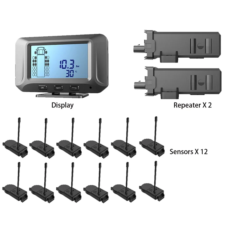Car Tpms Tire Pressure Monitoring System Hd Digital Lcd Display Auto Alarms Wireless External Sensors Tpms