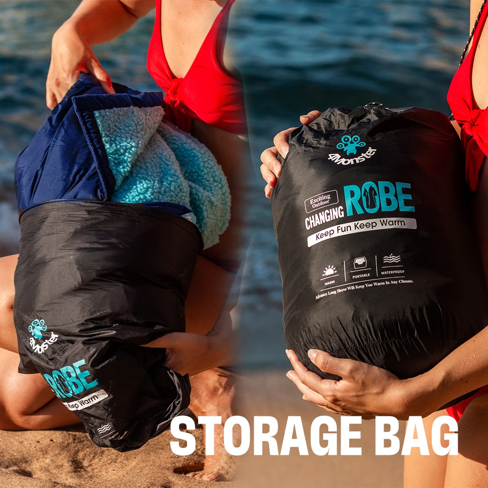 4Monster Swim Parka with Hood,Quick-dry Wetsuit Changing Robe Waterproof,Warm Coat Surf Poncho for Water Sport, Beach&Pool