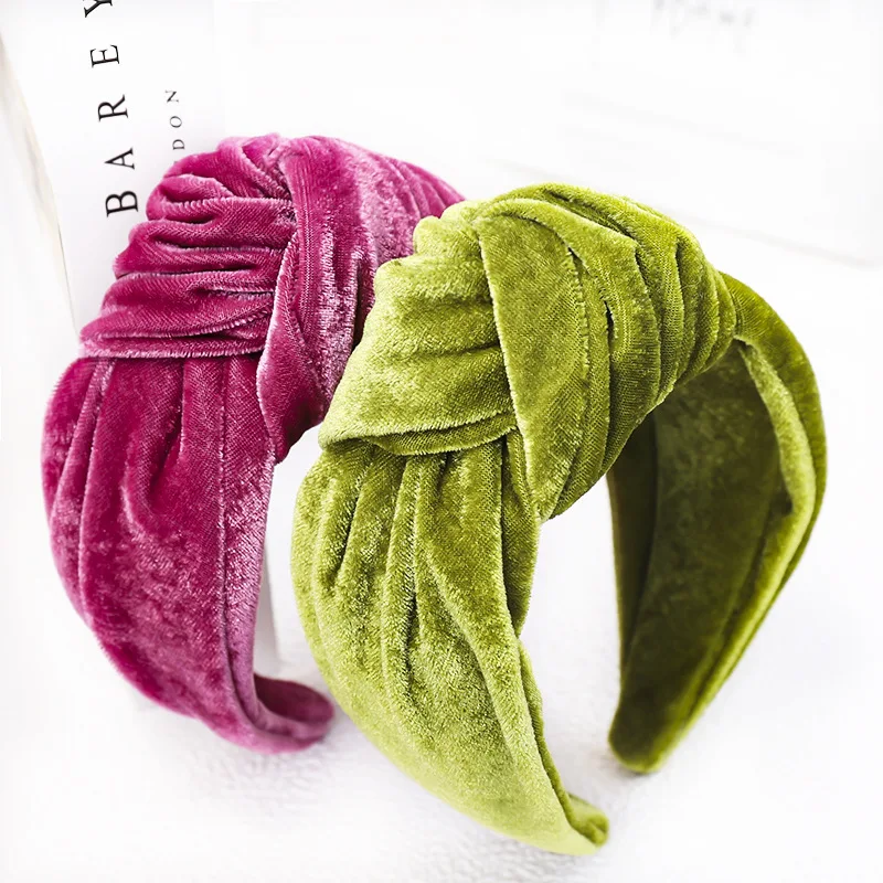 New Solid Color Velvet Hair Band Popular Elastic Velvet Knotted Hair Band