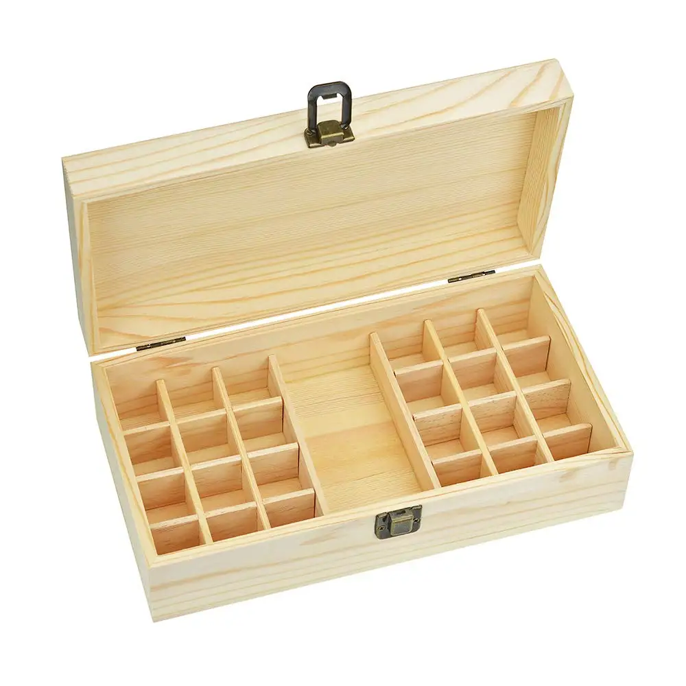 Essential Oil Storage Box Case Wooden Hold 24 Bottles 5ml 10ml 15ml